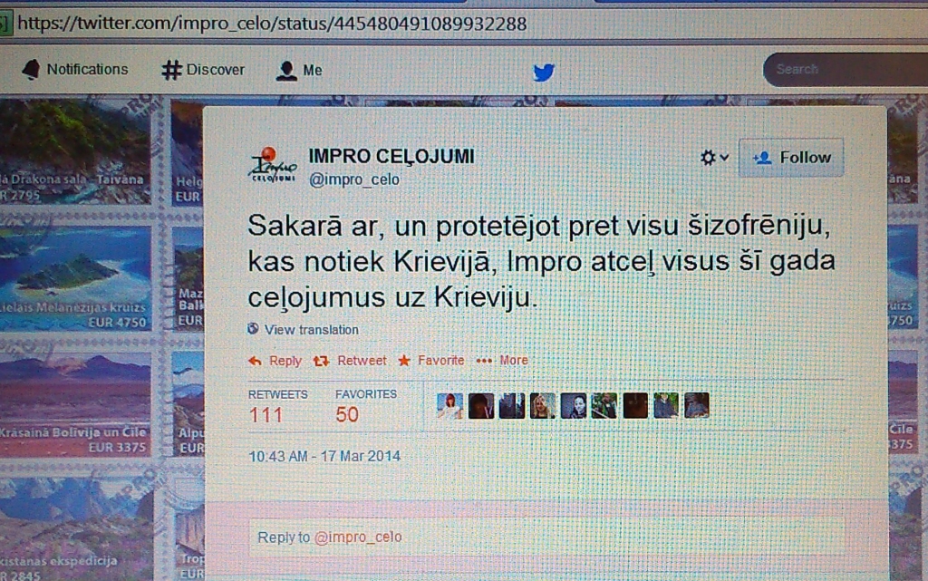 Impro ceļojumi protestā pret šizofrēniju Krievijā atceļ braucienus uz šo valsti