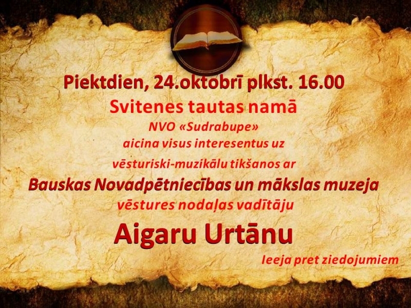 Vēsturiski muzikāla tikšanās ar Aigaru Urtānu Svitenes tautas namā 