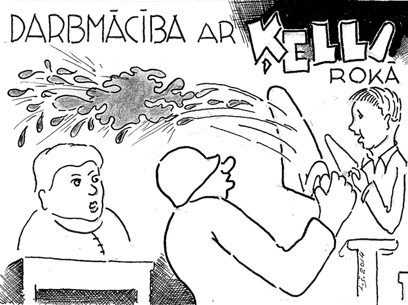 Karikatūra: «DARI, KO DARĪDAMS, APDOMĀ GALU!»