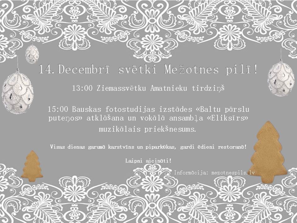 Ziemassvētku tirdziņš un izstādes atklāšana Mežotnes pilī