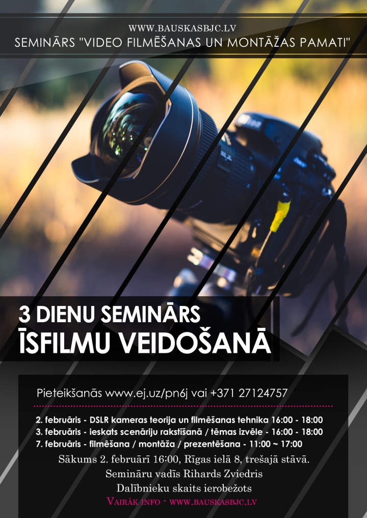 Trīs dienu seminārs īsfilmu veidošanā