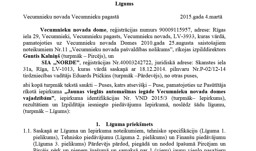 Vecumnieku pašvaldība iegādājas dārgu džipu