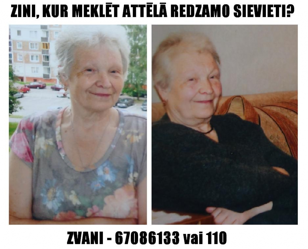 Lūdz palīdzību bezvēsts pazudušas 79 gadus vecas pensionāres meklēšanā