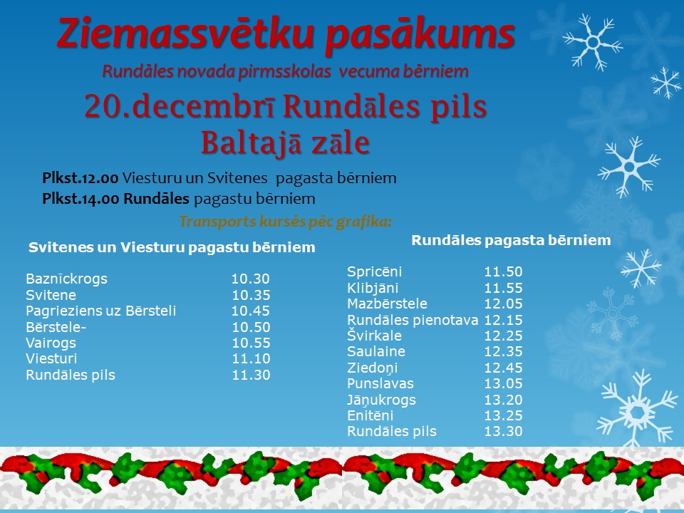 Ziemassvētku pasākums Rundāles novada pirmsskolas vecuma bērniem