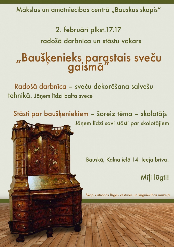 Radošā darbnīca un stāstu vakars «Bauskas skapī»