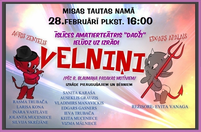 Īslīces amatierteātra izrāde «Velniņi» Misā