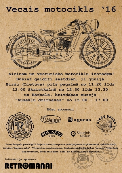 Vēsturisko motociklu izstāde Vecumnieku novadā