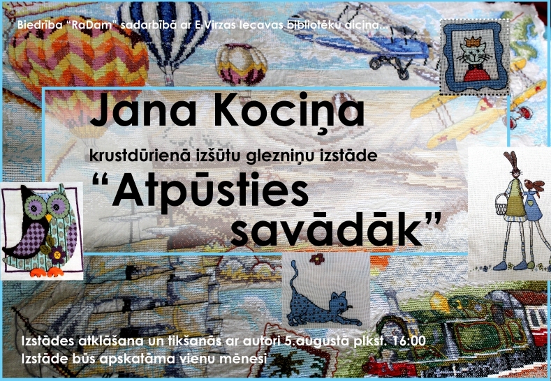 Krustdūrienā izšūtu glezniņu izstādes atklāšana Iecavā