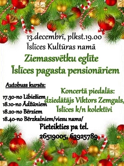 Ziemassvētku eglīte Īslīces pagasta pensionāriem