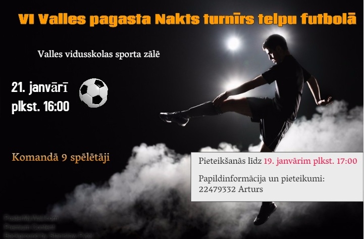 Nakts turnīrs telpu futbolā Vallē