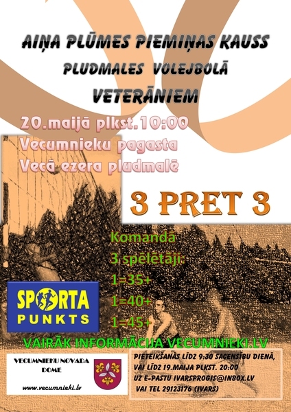Aiņa Plūmes piemiņas kauss pludmales volejbolā veterāniem
