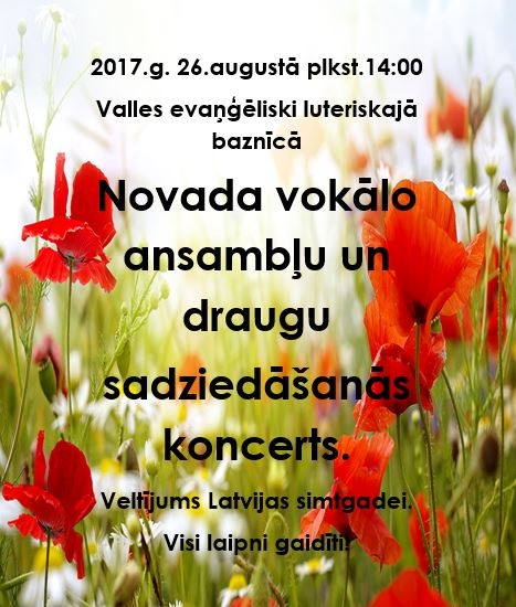 Novada vokālo ansambļu un draugu sadziedāšanās koncerts Vallē