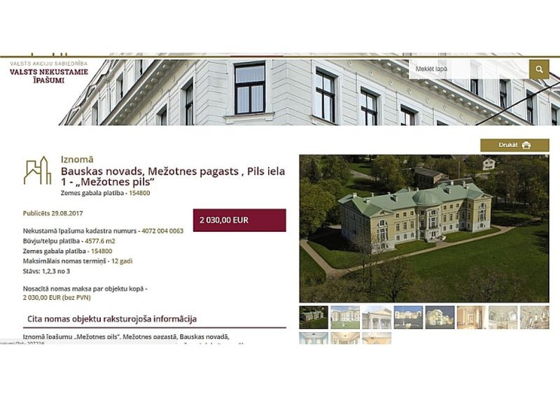 Mežotnes pili iznomās mazpazīstamai firmai
