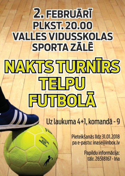 Nakts turnīrs telpu futbolā Vallē