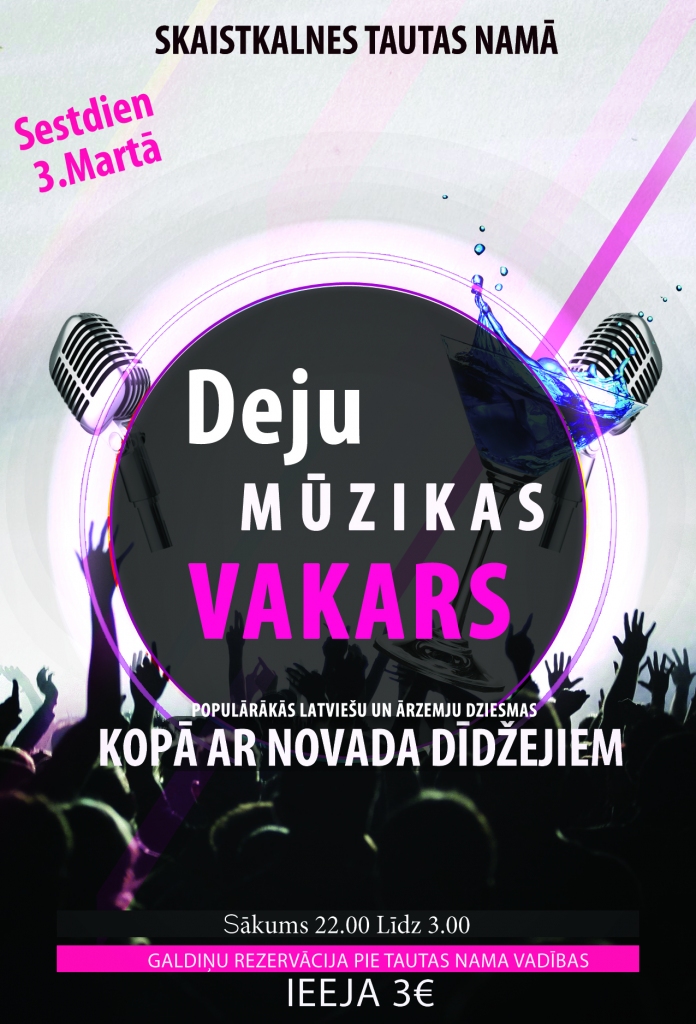 Deju mūzikas vakars Skaistkalnē