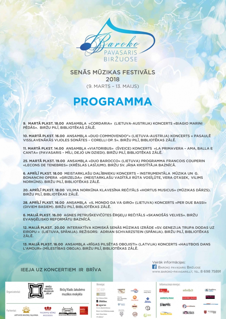 Senās mūzikas festivāls «Baroka pavasaris Biržos»