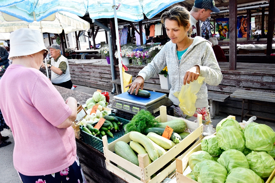 Laukos lasa ogas un vāc dārzeņus