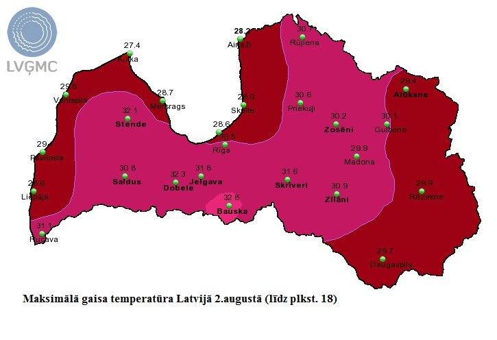 Bauskā kritis 55 gadus sens karstuma rekords