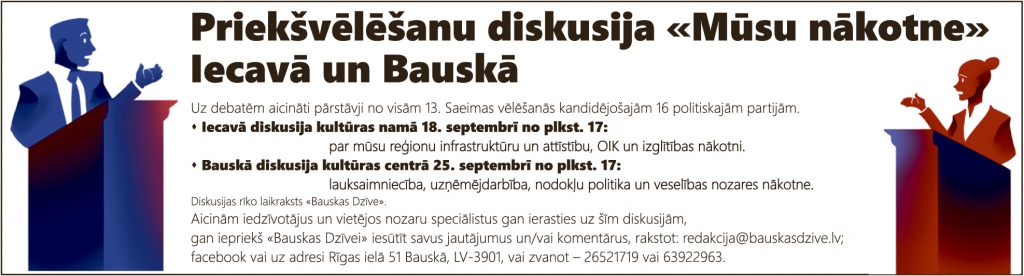 «Bauskas Dzīve» aicina uz priekšvēlēšanu diskusiju Iecavā