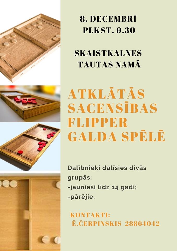 Skaistkalnē – sacensības «Flipper» galda spēlē