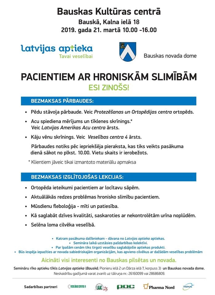 Hronisko pacientu veselības diena Bauskā