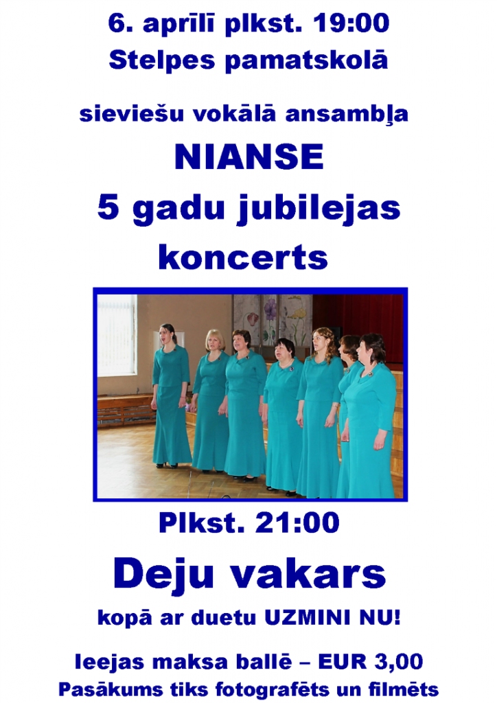Ansambļa «Nianse» jubilejas koncerts Stelpē