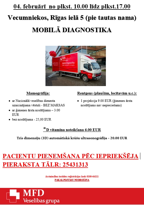 Mobilās diagnostikas izmeklējumi Vecumniekos