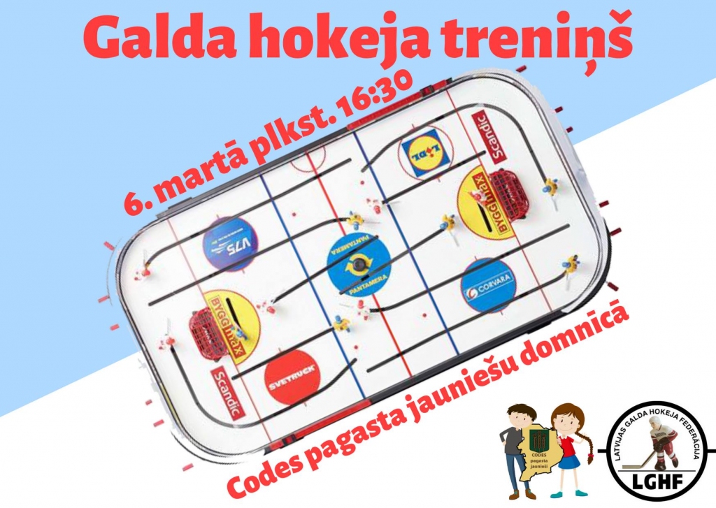 Galda hokeja treniņš Codē