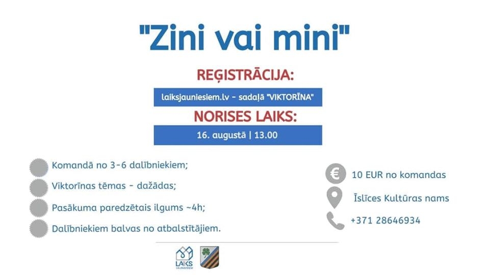 Īslīces kultūras namā viktorīna «Zini vai mini»