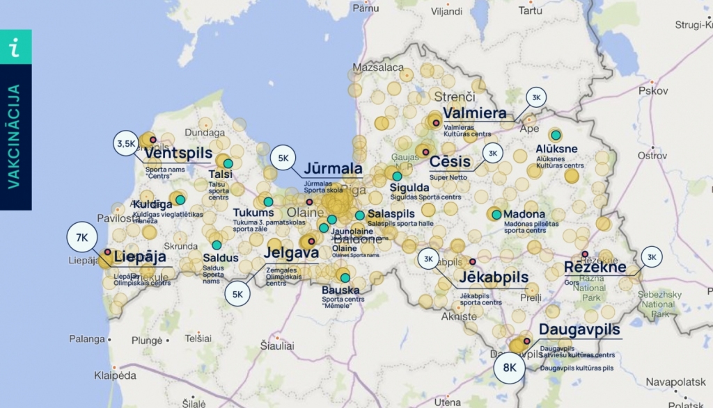 Šodien,  Otrajās Lieldienās, darbosies septiņi liela mēroga vakcinācijas centri