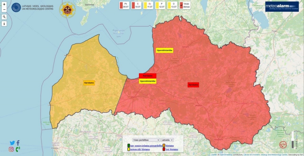 Sestdien Latvijā turpināsies liels karstums