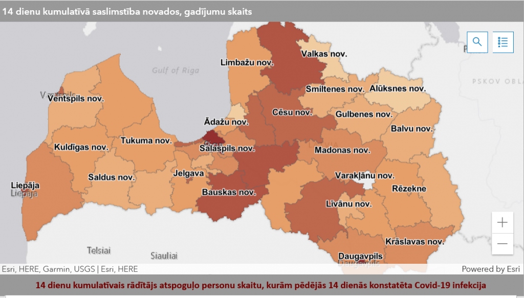 Latvijā vidējais saslimstības līmenis ar Covid-19 tiek pārsniegts 16 pašvaldībās, tostarp arī Bauskas novadā